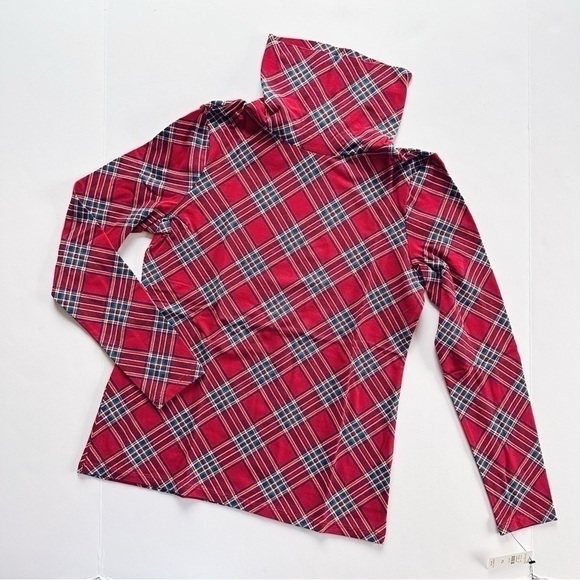 Talbots Tartan Mock Neck Long Sleeve Tee Top PS - Picture 2 of 5